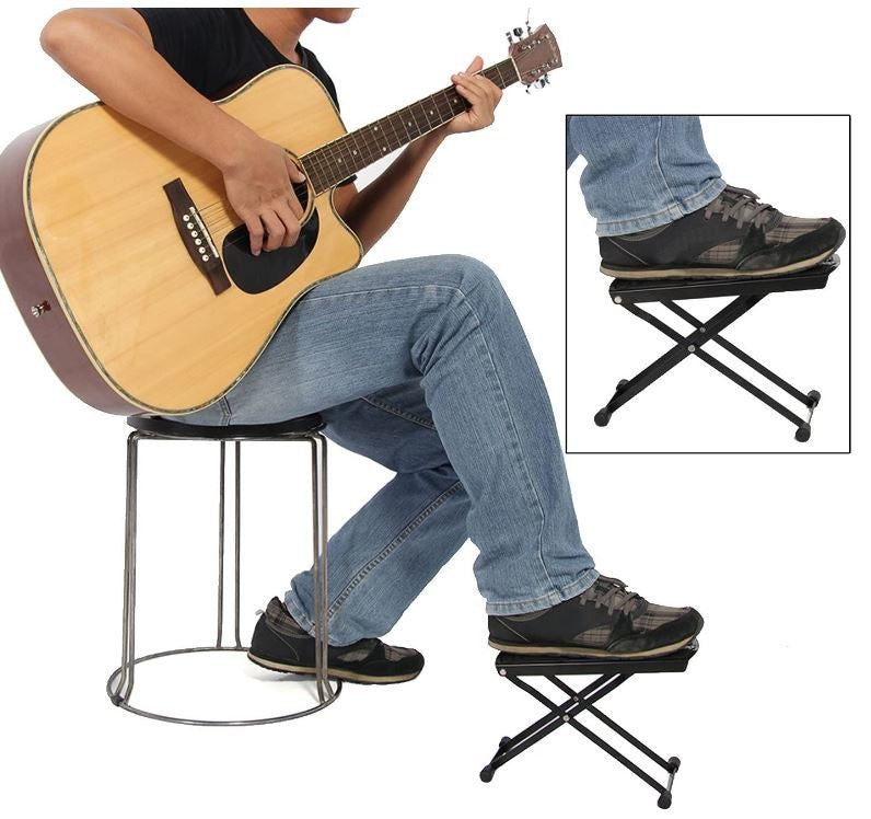 Zenison Guitar Foot Rest Stool Folding Adjustable Height Non-Slip Rubb