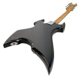 Full Size Right Handed Heavy Metal Style Electric 6 String Guitar, Solid Wood Body and Bolt on Neck, Cable and Allen Wrench, Color: Black with Red