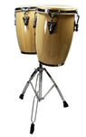 Zenison Latin Percussion Conga Drums and Stand 9" & 10" inch Heads Natural Wood