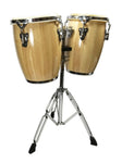 Zenison Latin Percussion Conga Drums and Stand 9" & 10" inch Heads Natural Wood