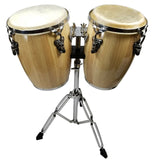 Zenison Latin Percussion Conga Drums and Stand 9" & 10" inch Heads Natural Wood