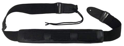 GUITAR STRAP GENUINE LEATHER Pad 1/2" Thick BLACK 47-60" Belt BASS ELECTRIC