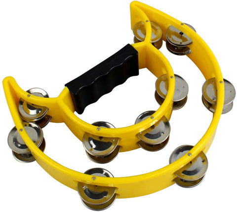 Double Row Handheld Tambourine - Yellow