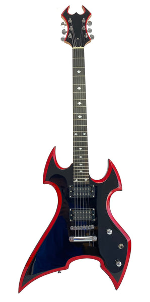 Full Size Right Handed Heavy Metal Style Electric 6 String Guitar, Solid  Wood Body and Bolt on Neck, Cable and Allen Wrench, Color: Black with Red